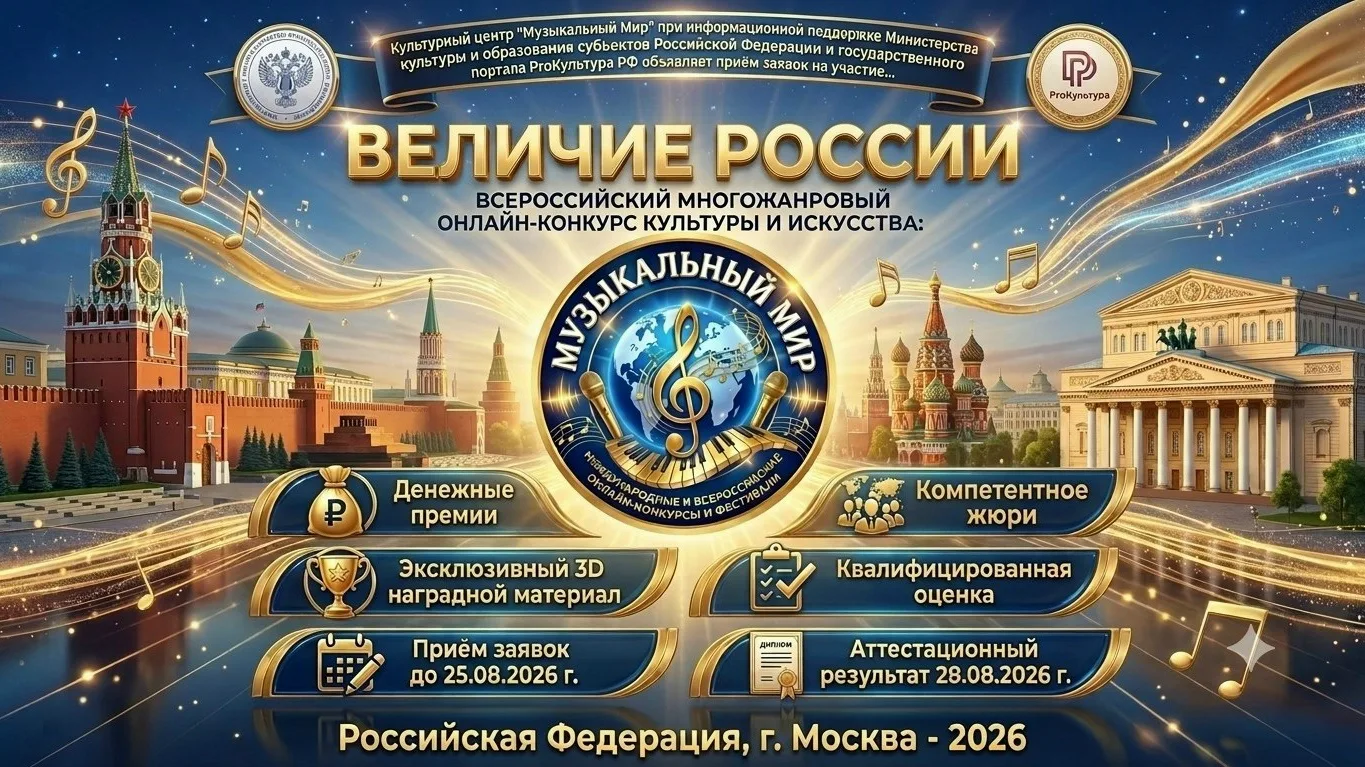 Культурный центр «Музыкальный Мир» приглашает принять участие во Всероссийском многожан...