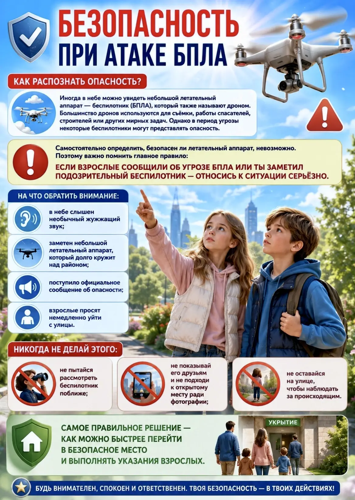 Внимание, ученики, родители и педагоги‼️🚨

Важная памятка по безопасности при угрозе БПЛА:  🚨

1) 