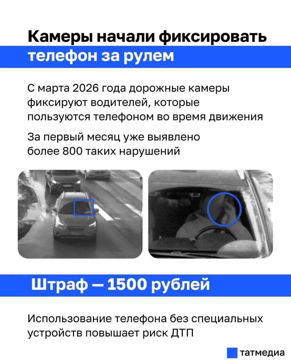 📱🚗 В Татарстане камеры начали штрафовать водителей за телефон за рулём