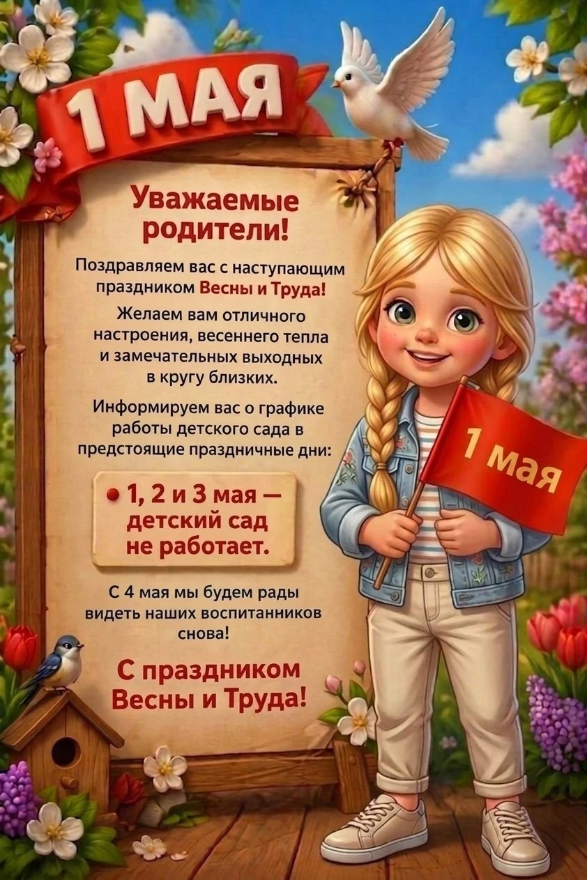 Уважаемые родители! Обратите внимание на график работы детского сада в праздничные дни!