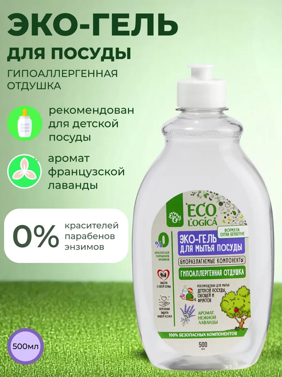 ⚡️ Средство гель для мытья посуды с ароматом лаванды, Ecologica