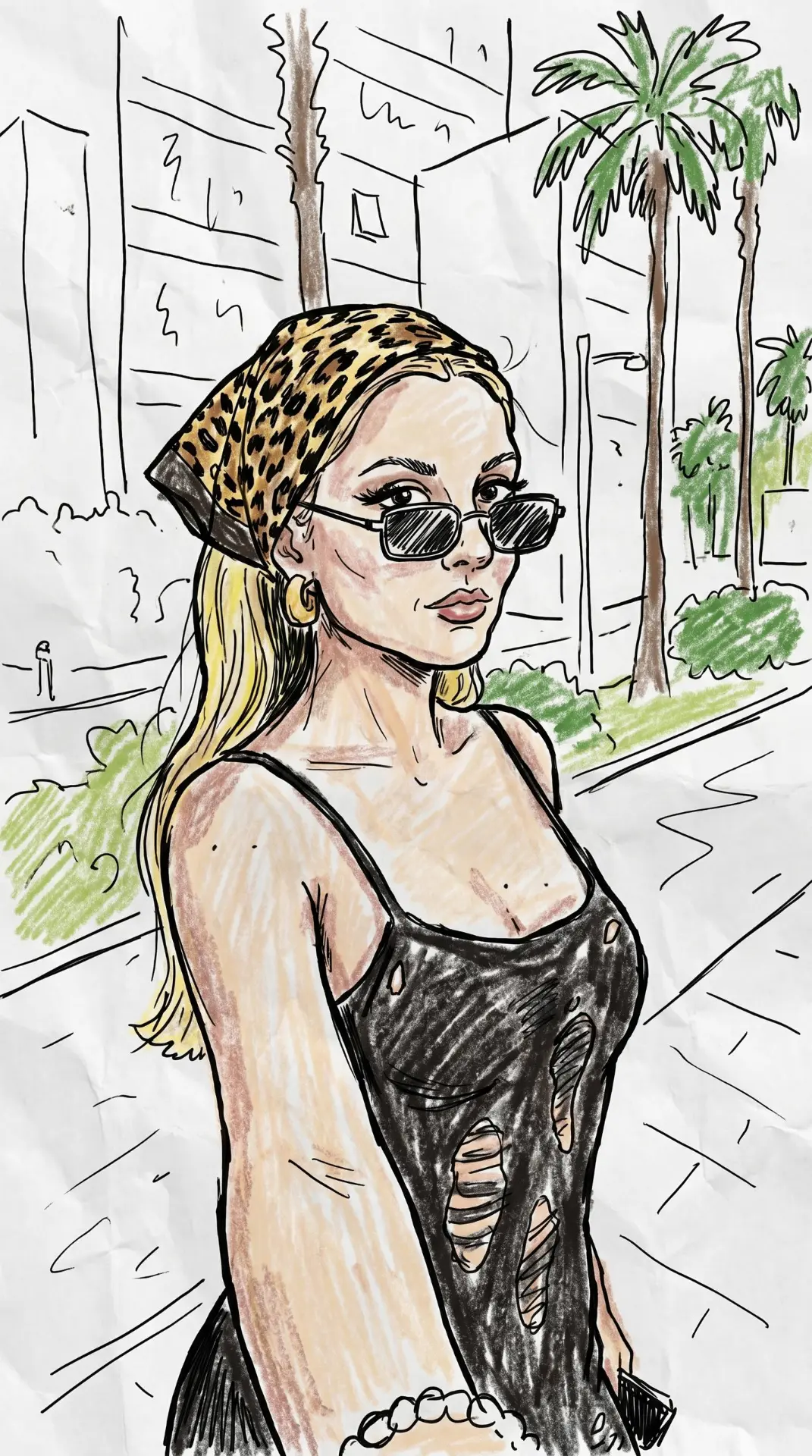 Turn this photo into a funny ugly doodle drawing. Make it look like: a quick sketch using a cheap ma