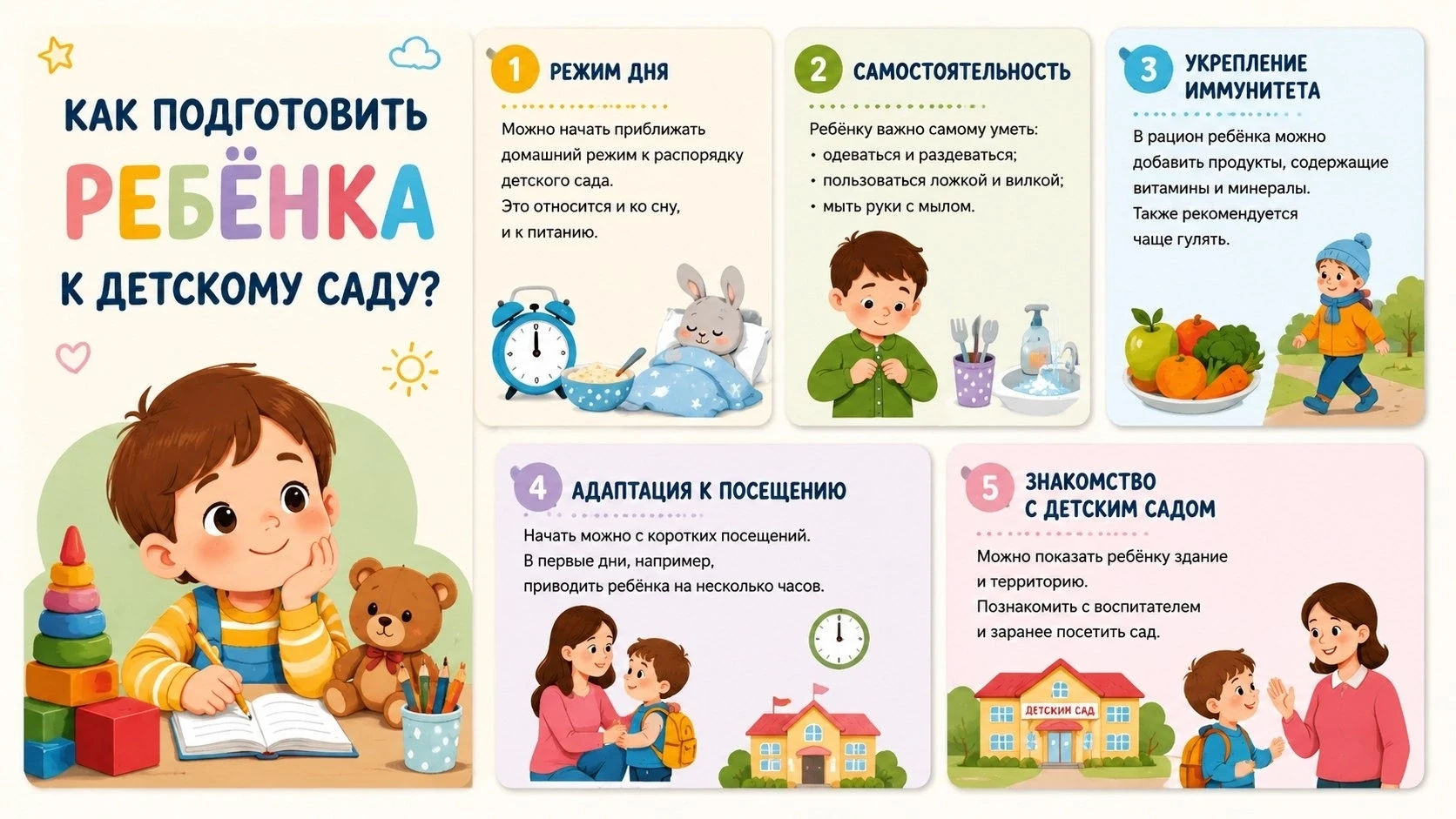 Детский сад — важный рубеж в жизни ребёнка🧸

Хотите, чтобы малыш легче привык к новой обстановке и 