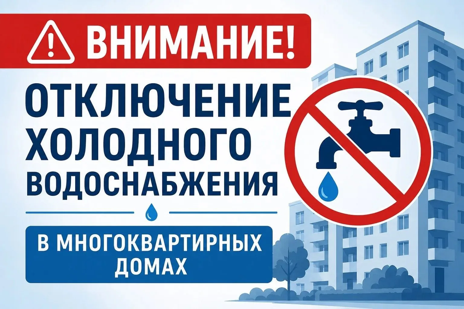 ❗️Отключение водоснабжения МКД в 5 МКР. д. 25, д. 26, д. 27  - ⏰26.05.2026 г. с 09 ч до...