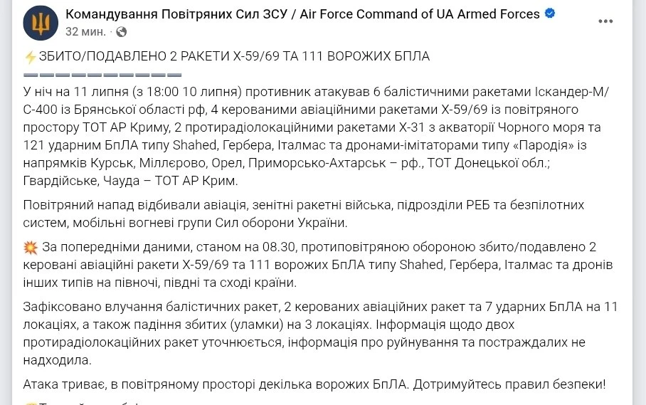 Во время ночной атаки украинская ПВО не сбила ни одной из шести российских баллистическ...