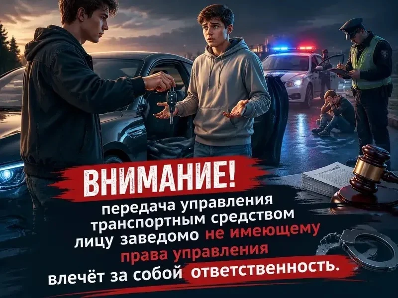«Осторожно: передача руля человеку без прав влечёт штраф 30 000 рублей»