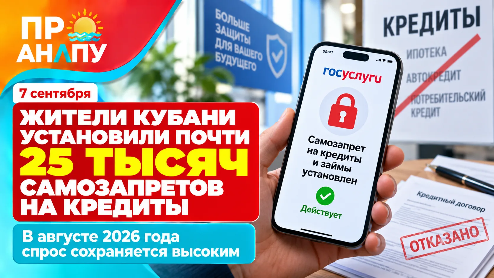 Жители Кубани за август установили почти 25 тысяч самозапретов на кредиты