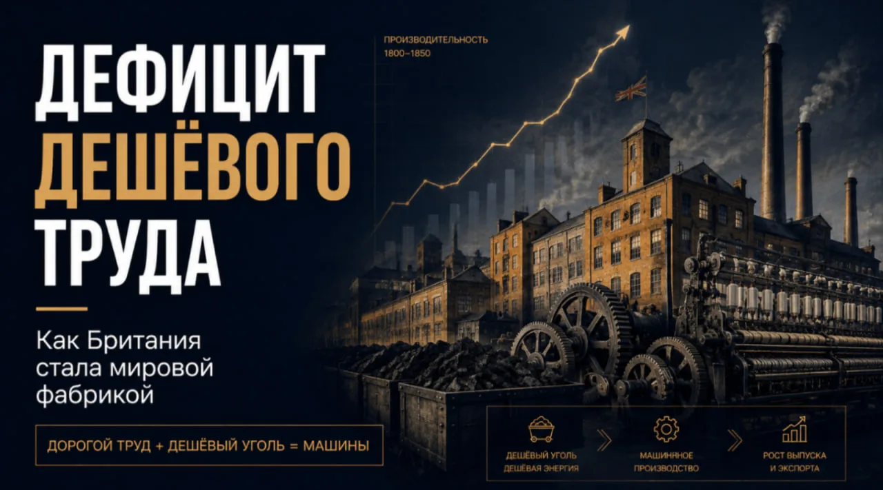 Как дефицит дешевой рабочей силы сделал Британию мировой фабрикой

Почему промышленная революция нач