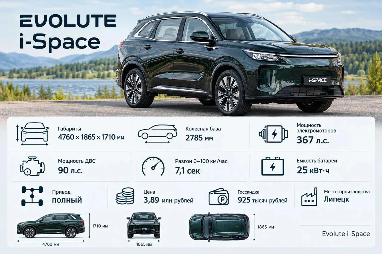 Читатель Илья купил новый Evolute i-Space за 3,99 млн рублей и поделился впечатлениями ...