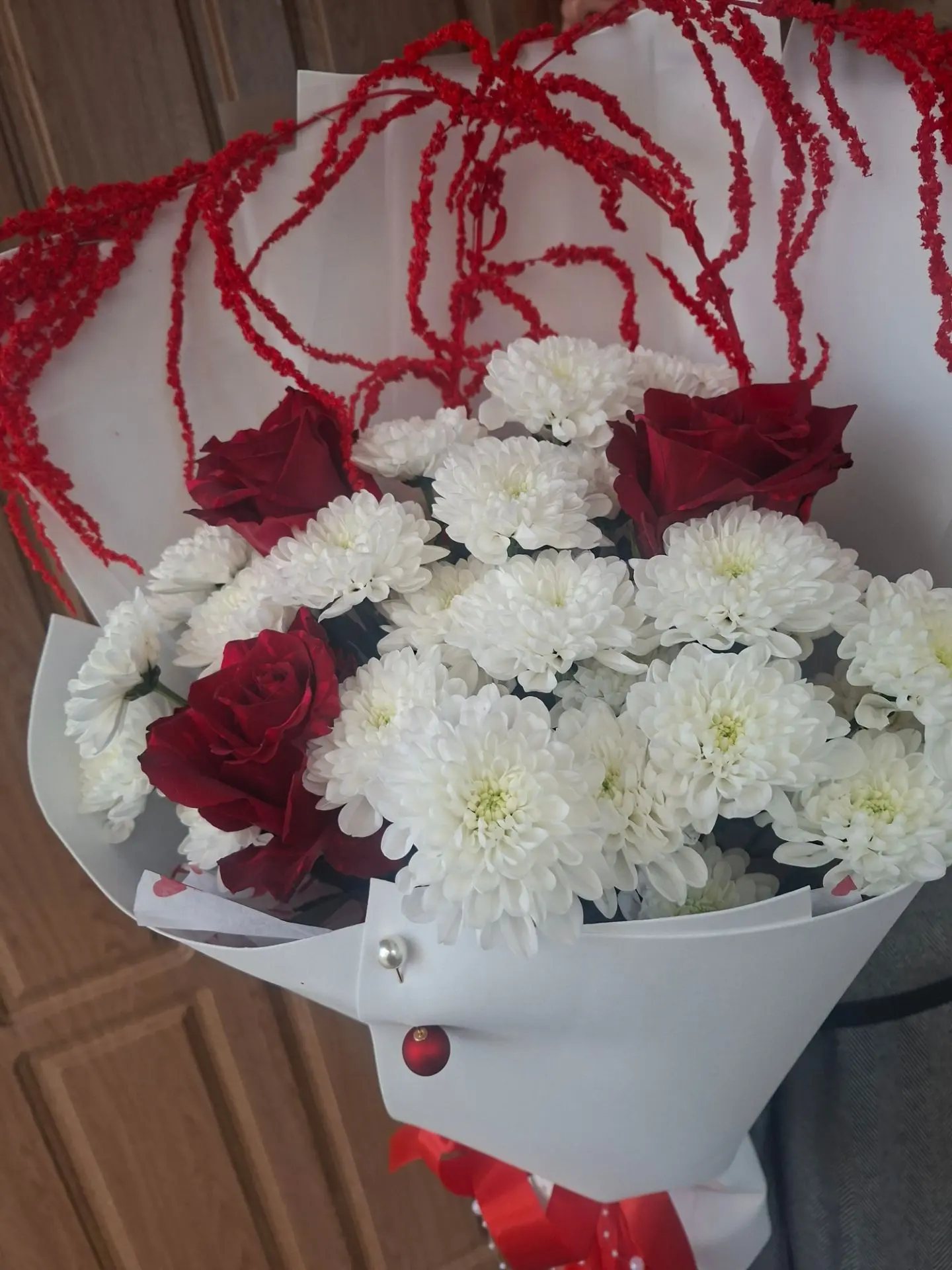 ❤️🤍 Необычный букет в красно-белой гамме