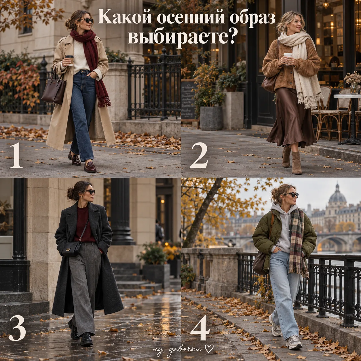 Ну что, девочки, какой тёплый осенний образ выбираете? 🍂