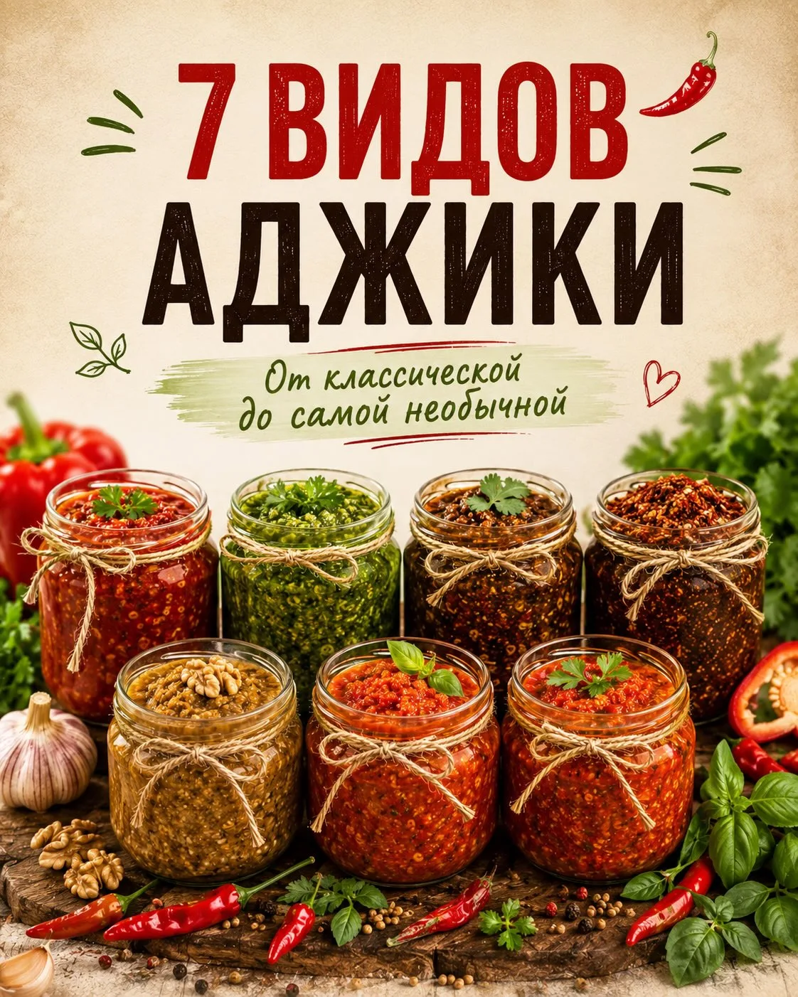 Если любите аджику, эту подборку точно стоит сохранить 🌶️

🍅 Классическая — помидоры, сладкий и ос