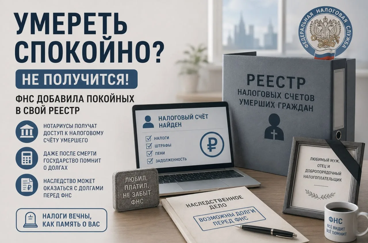 Умереть спокойно? Не получится! Если только в следующей жизни! ФНС добавила покойных в свой реестр.
