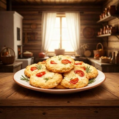 Пикантное сырное печенье с томатами и розмарином