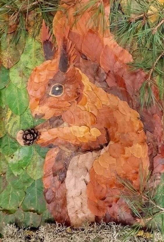 Очень красивые картины из осенних листьев❤️.