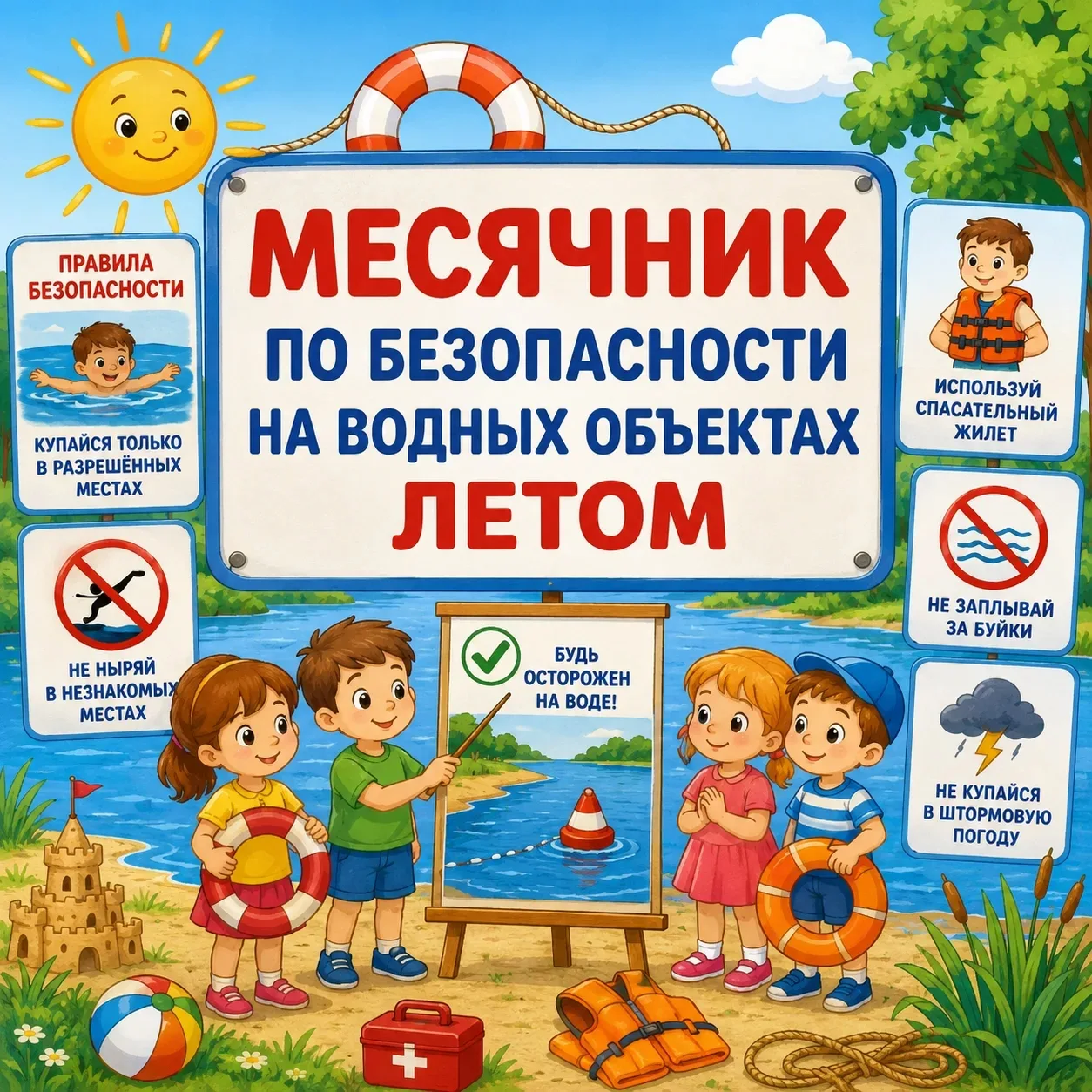 🌊 Месячник безопасности на водных объектах: учимся быть осторожными летом!☀️

В детском саду прошёл