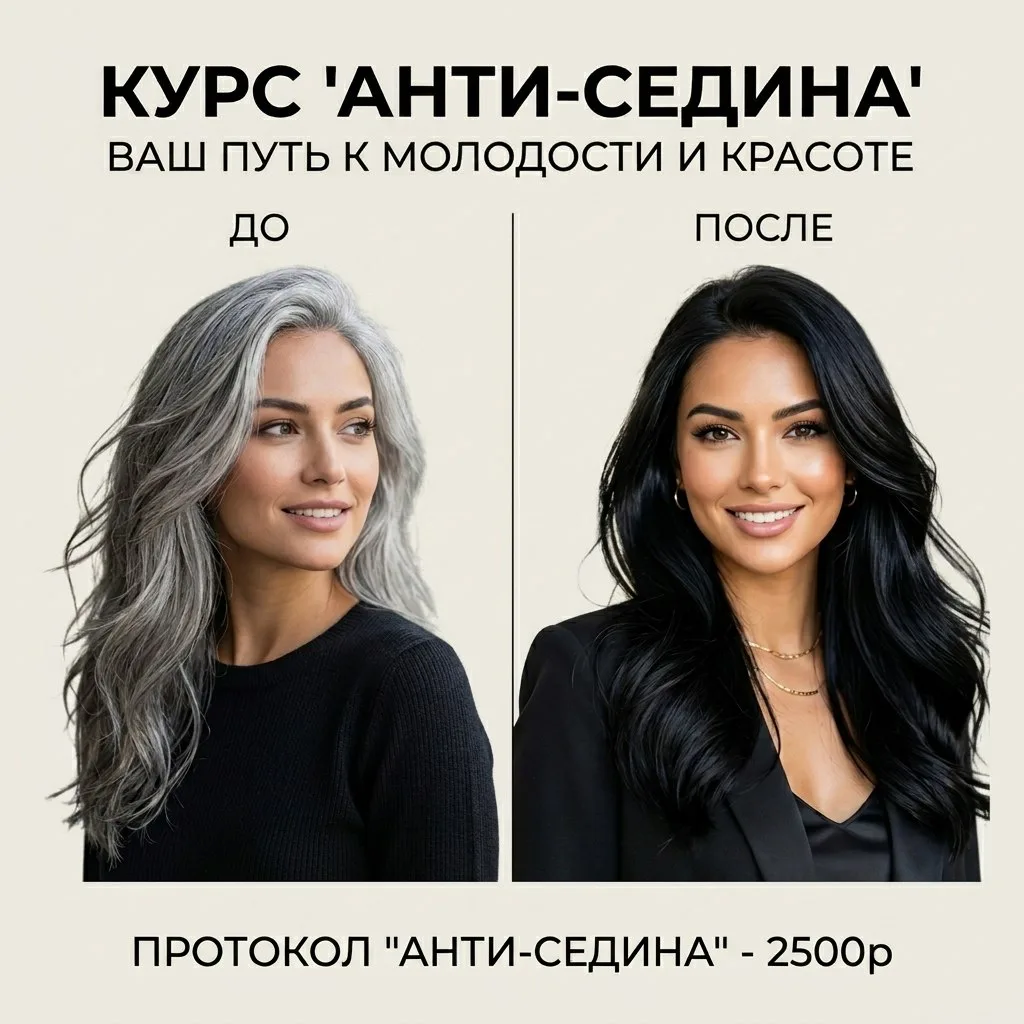 47 научных статей, 3 месяца анализа и один работающий протокол против седины. Без красителей.
Соврем