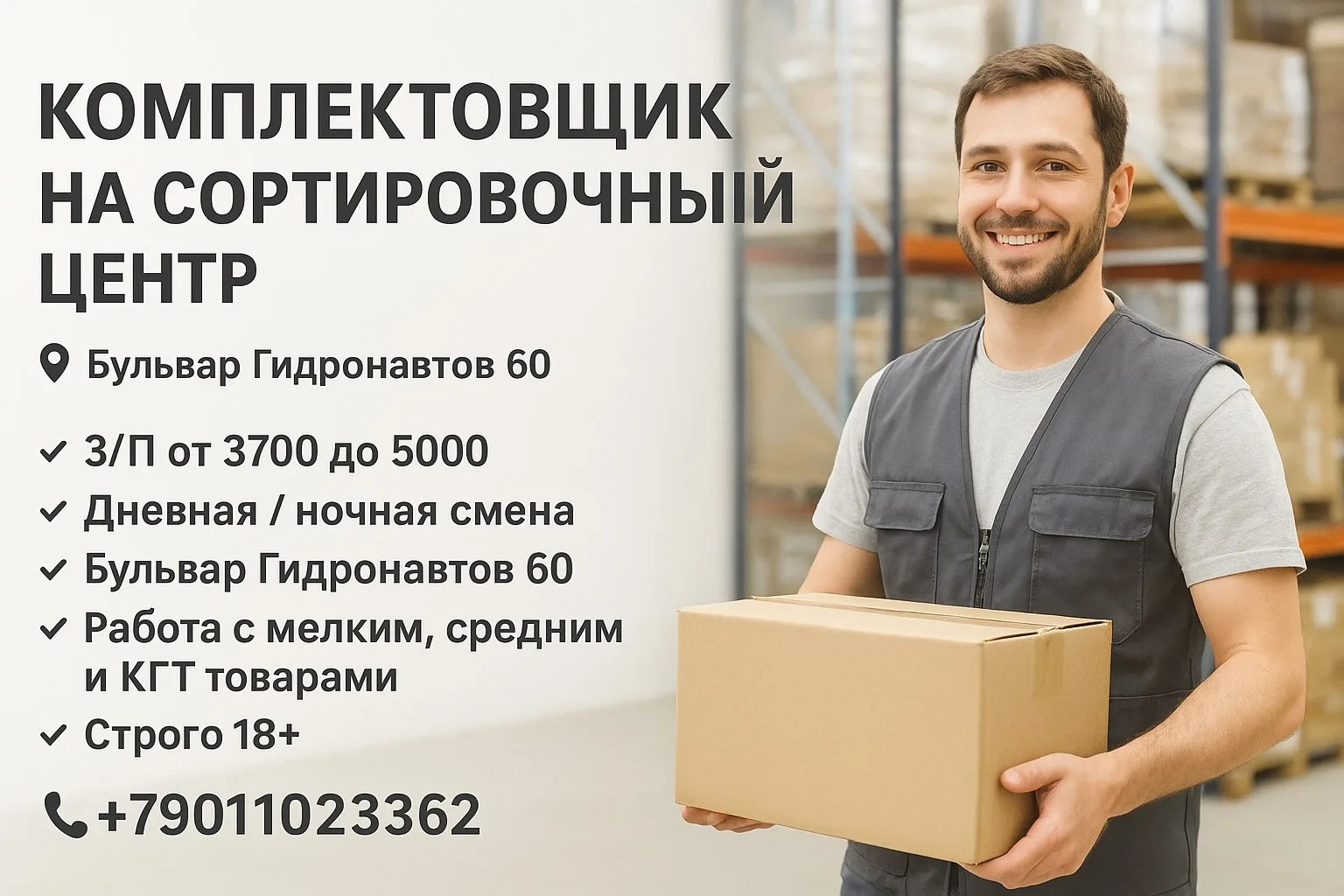 🔊 КОМПЛЕКТОВЩИК НА СОРТИРОВОЧНЫЙ ЦЕНТР