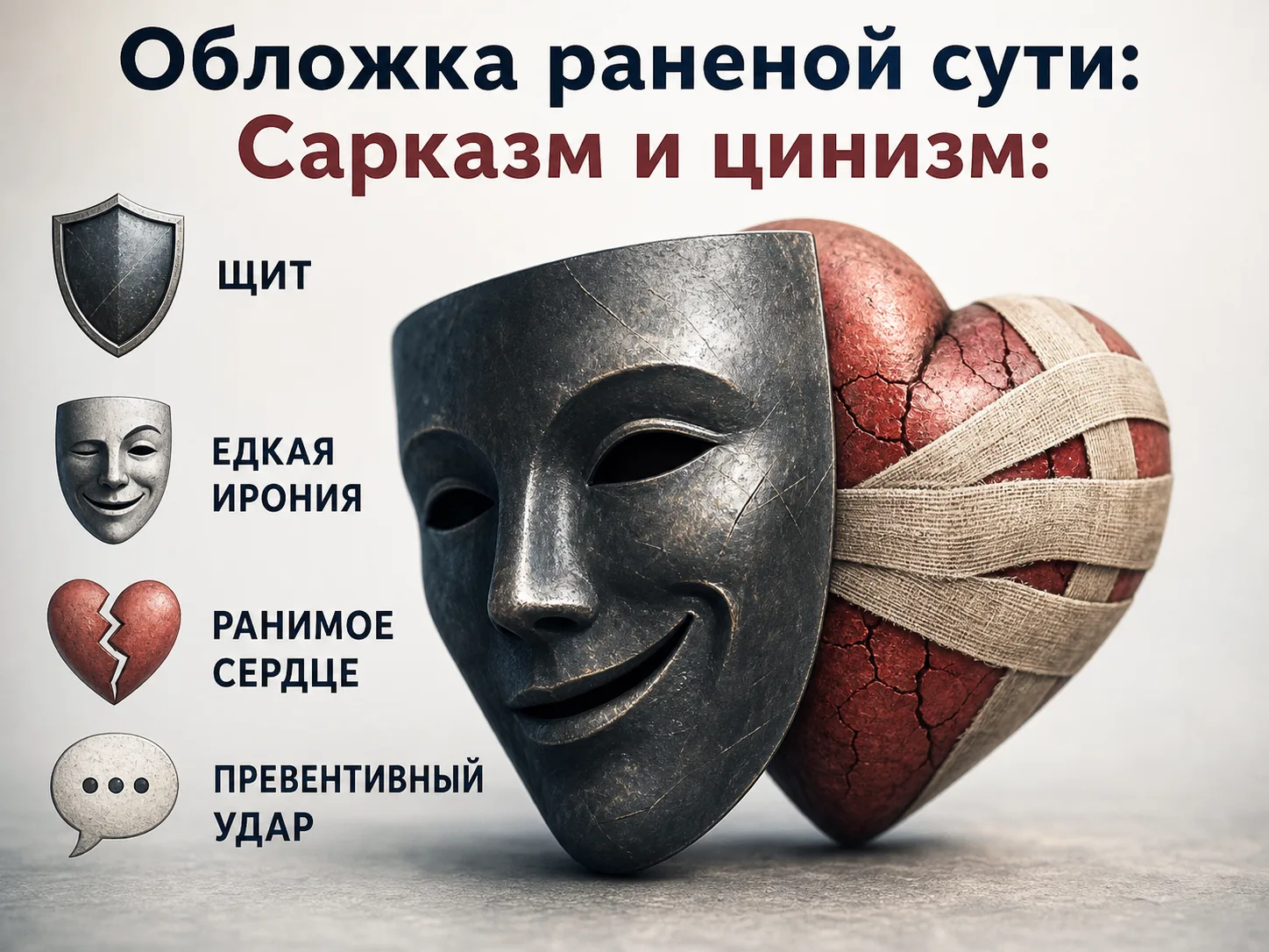 Обложка раненой сути: 9. Сарказм и цинизм - это щит для ранимого сердца