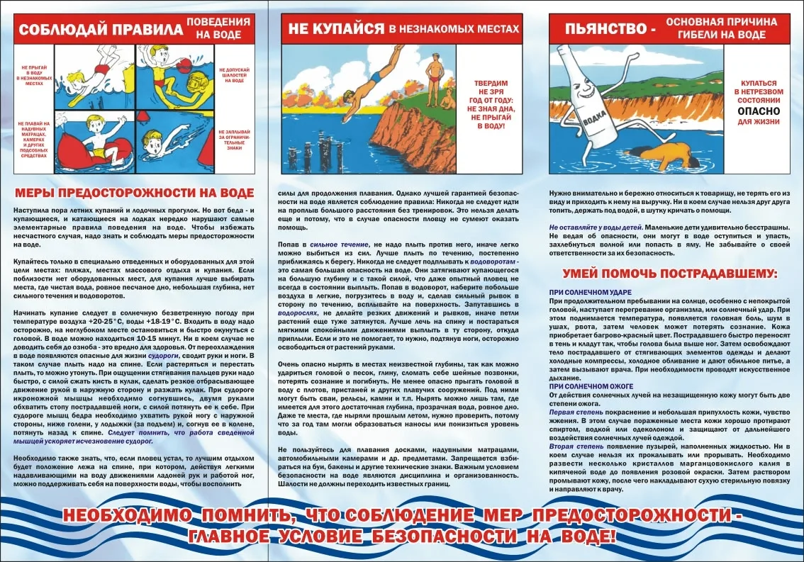 Меры предосторожности на воде!