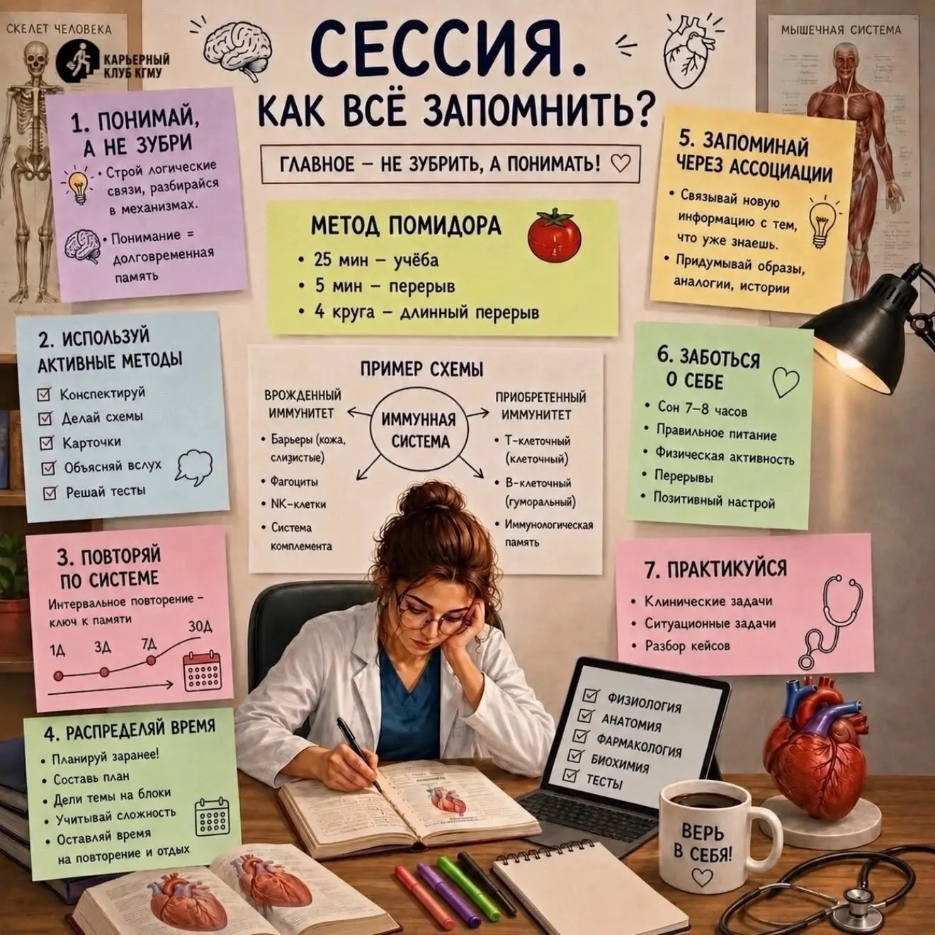Полезные советы от Карьерного клуба КГМУ

Ты сидишь над атласом по анатомии. В голове каша из латинс