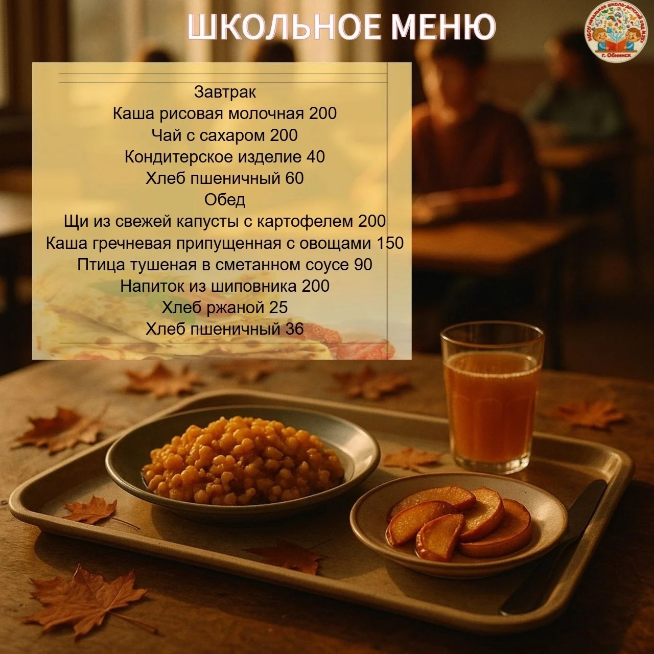 Меню для школьников на 4 сентября 2026 г.