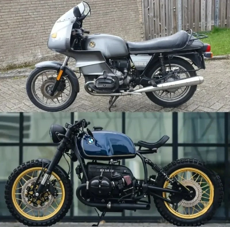 До и после — как вам преображение? 🔥🚀 #мото #мотоциклы #мототюнинг #caferacer #bmwmoto