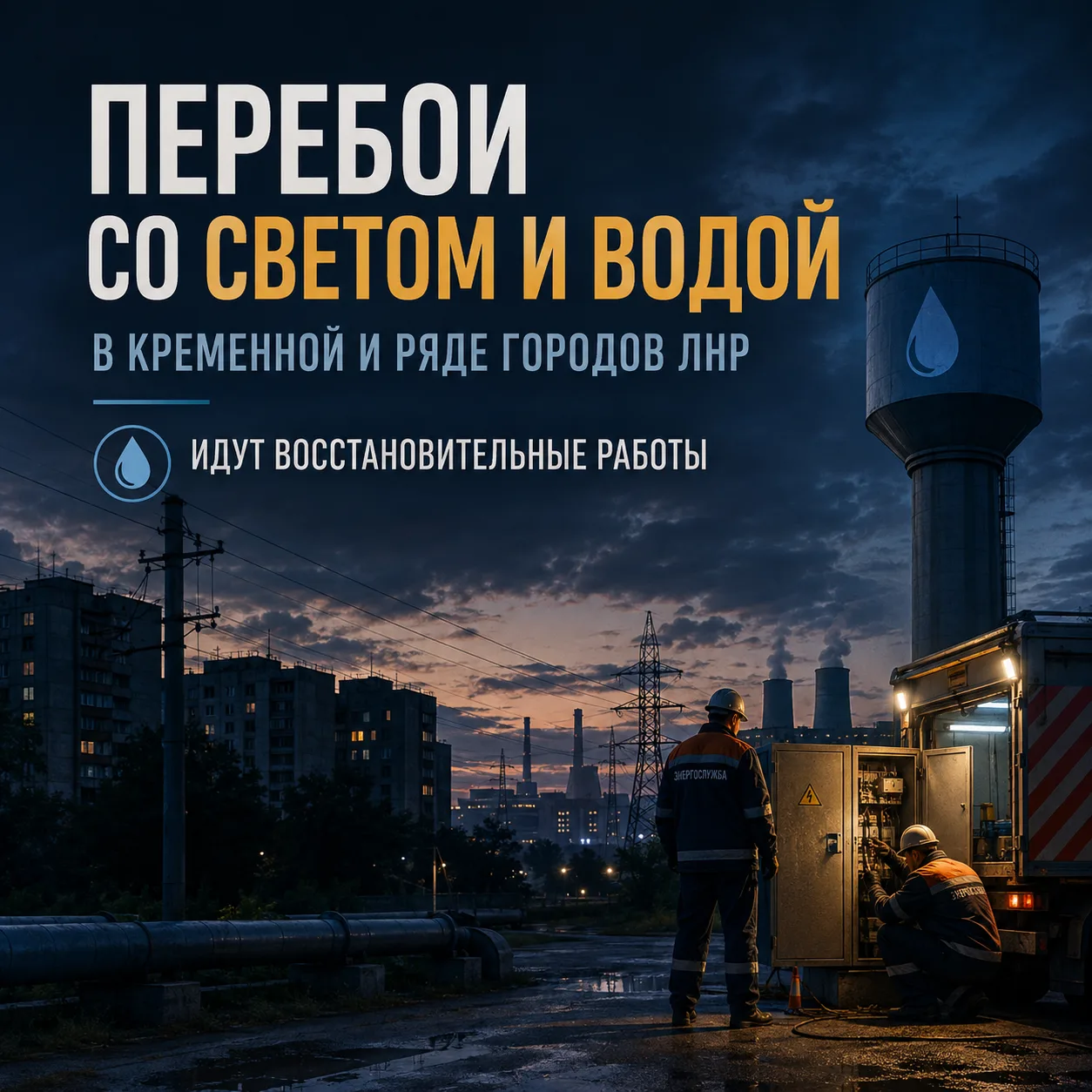 В Кременной сохраняются перебои с электроснабжением. Проблемы со светом и водой фиксиру...