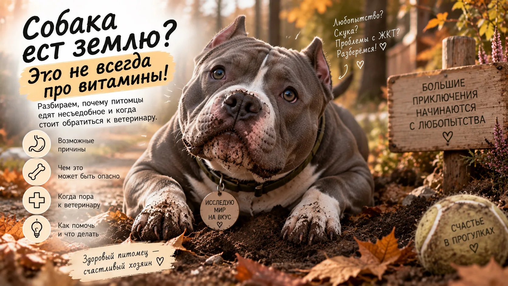 Собака вдруг начала ЕСТЬ землю. Ей не хватает витаминов? 🐶🍂