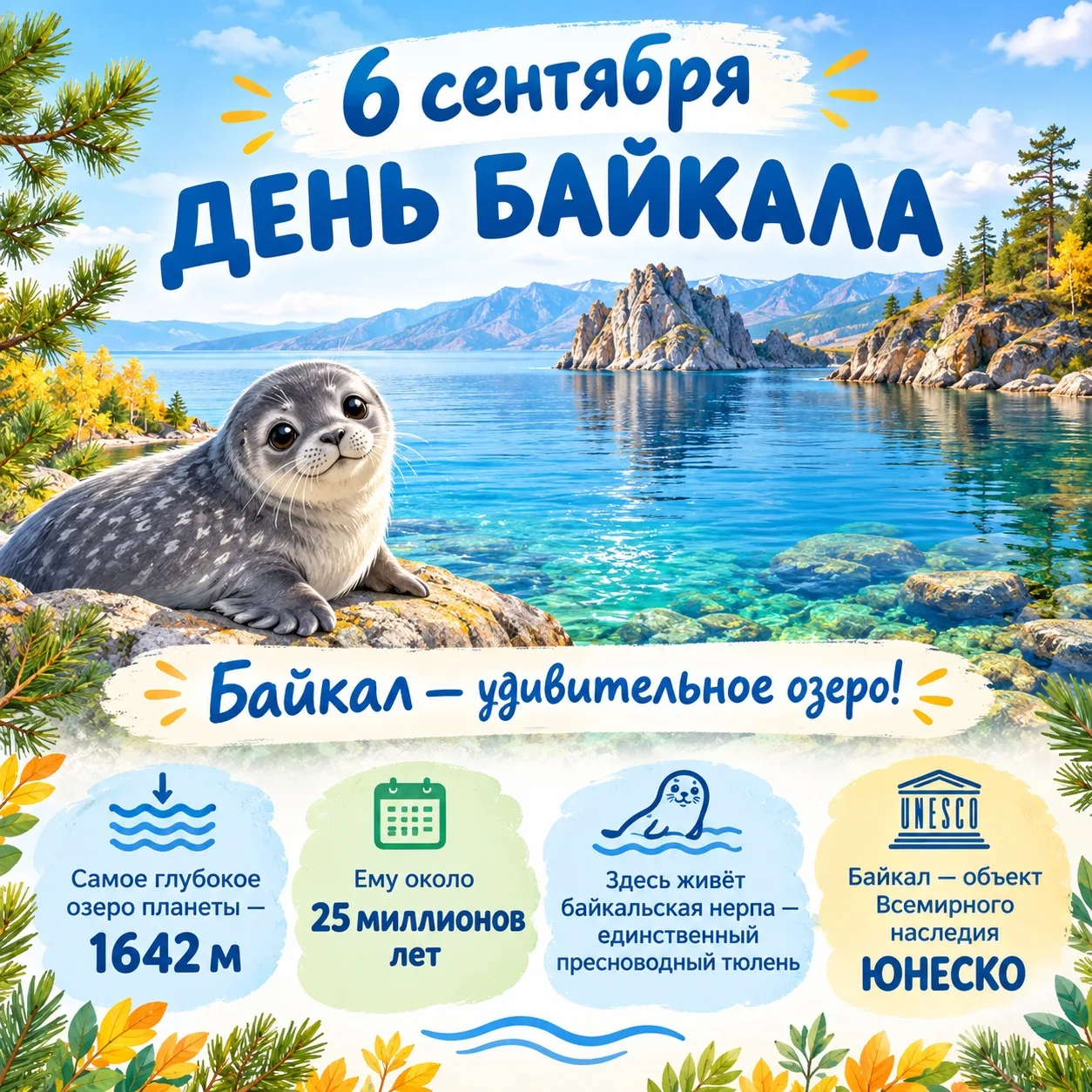 🎉 6 сентября — День Байкала! 🎉