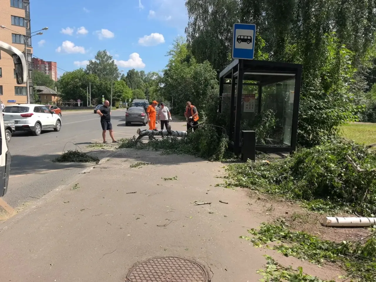 По адресу: ул. Центральная, д. 70 произошло падение дерева на автобус. К счастью, в результате проис