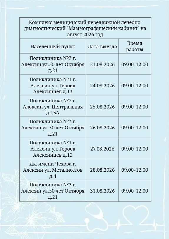 Мобильный маммограф в вашем районе!🎉