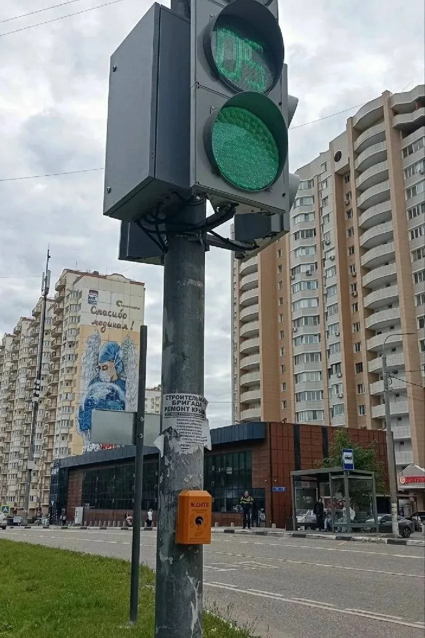 Уже несколько месяцев не работает кнопка светофора у школы № 4 в мкр. Рекинцо. Пешеходы со стороны ш