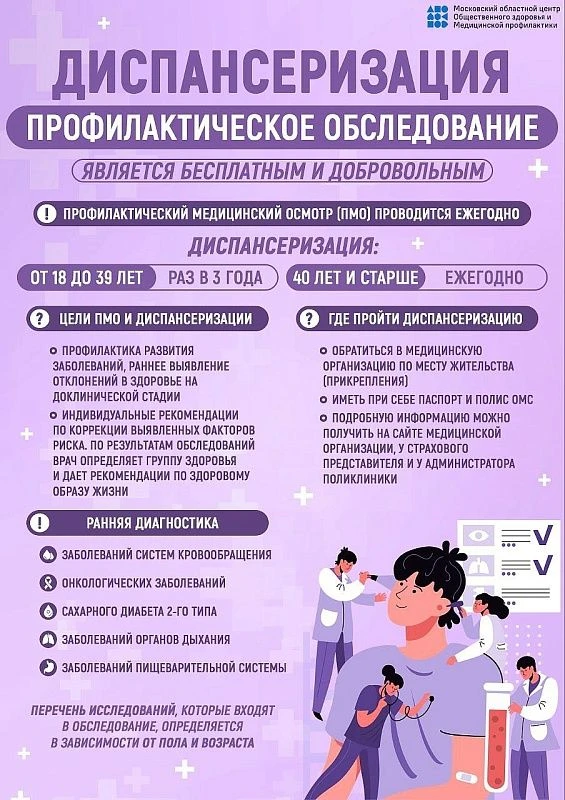 Центр здоровья Воскресенской больницы приглашает на диспансеризацию  ГБУЗ Московской области «Воскре