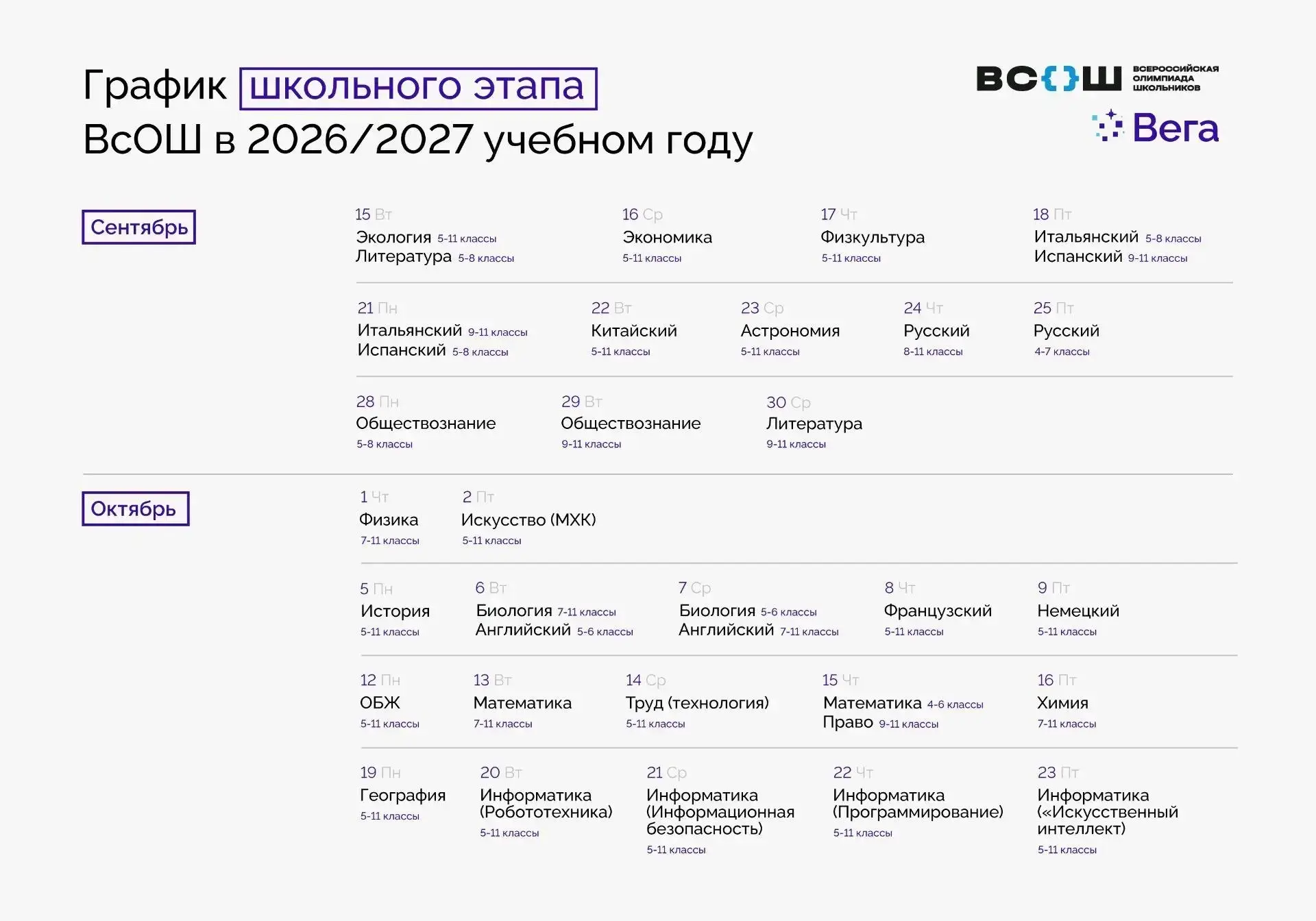✅Всероссийская олимпиада школьников: стартуем!