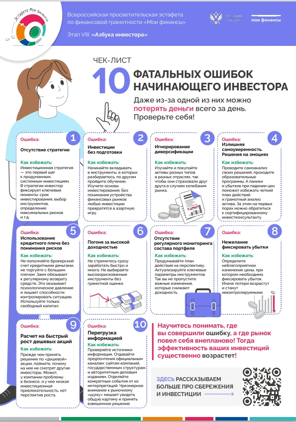 🏦 Всероссийской просветительской эстафете " Азбука инвестора".
 Разберем 10 фатальных ошибок начина