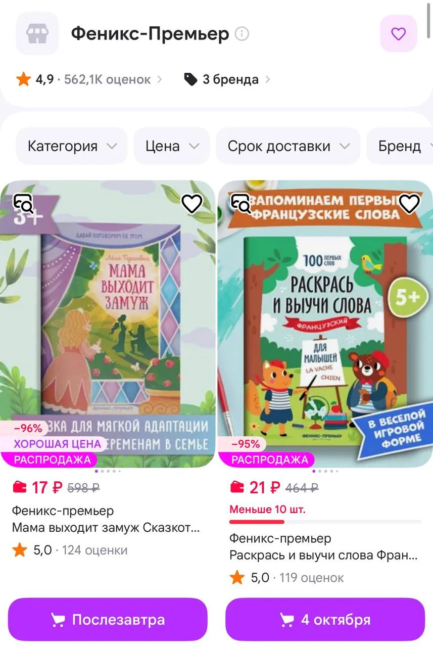 Сортировка по цене