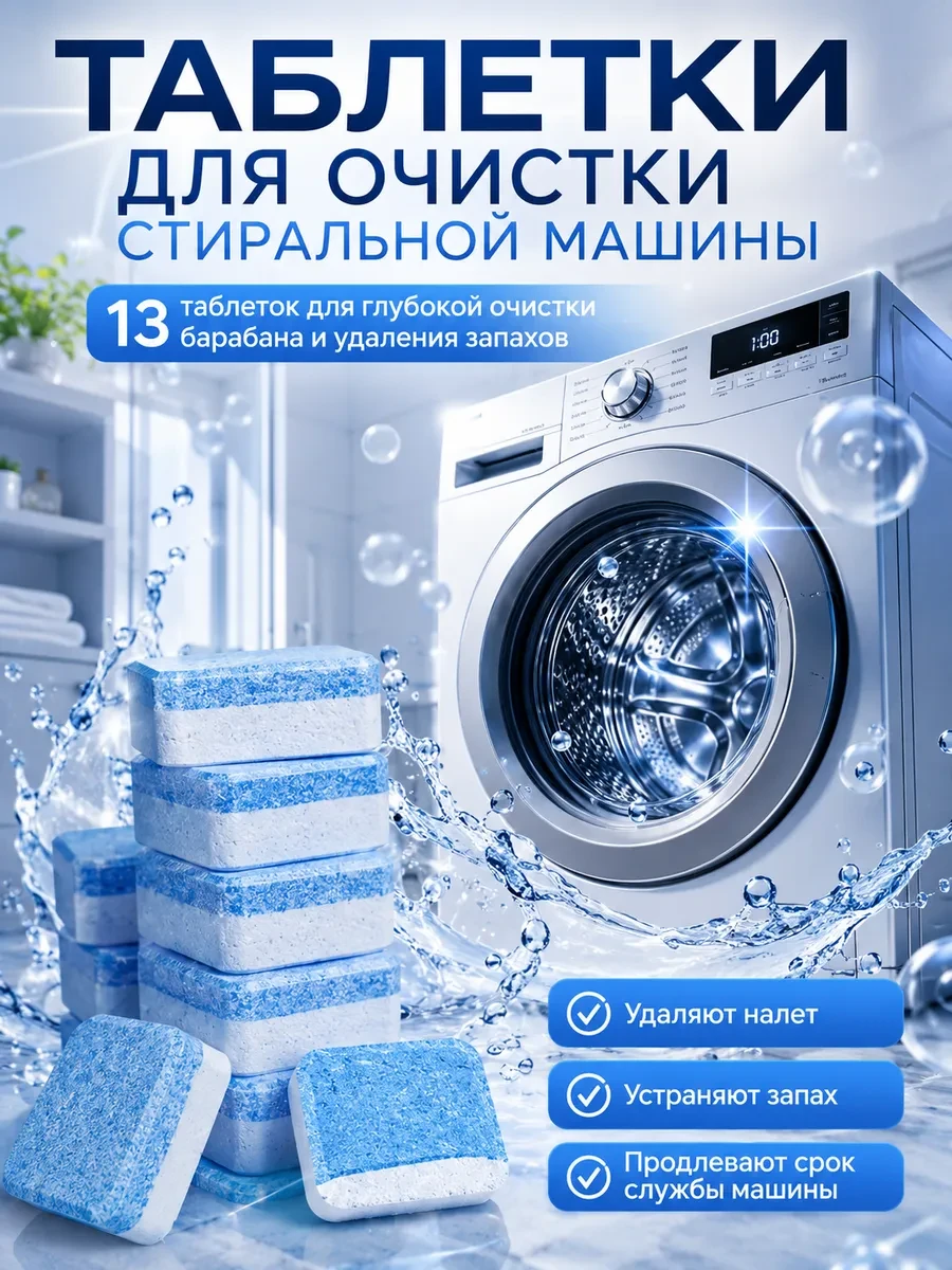 ⚡️ Очиститель для стиральных и посудомоечных машин таблетки, RU-AINI