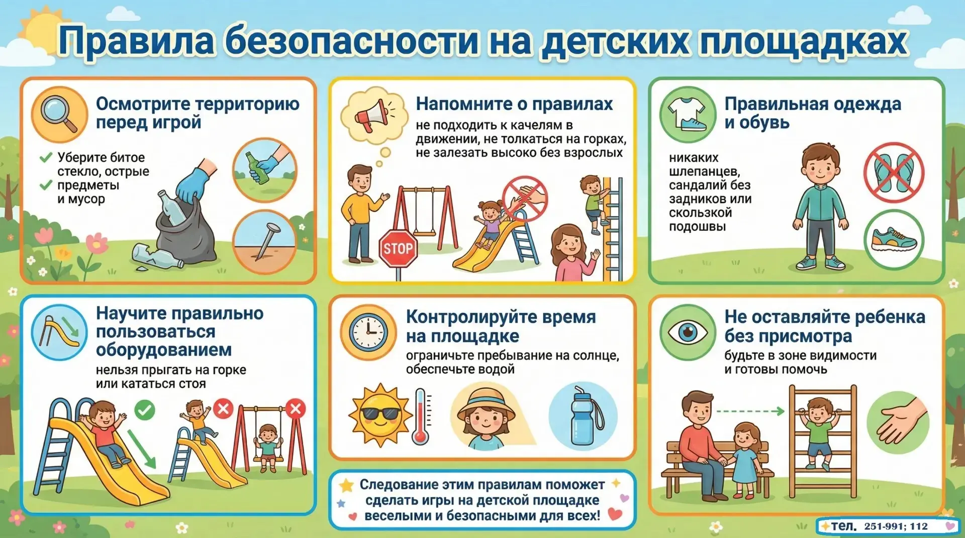Уважаемые жители ! Просьба ознакомиться с правилами безопасности на детских площадках !
