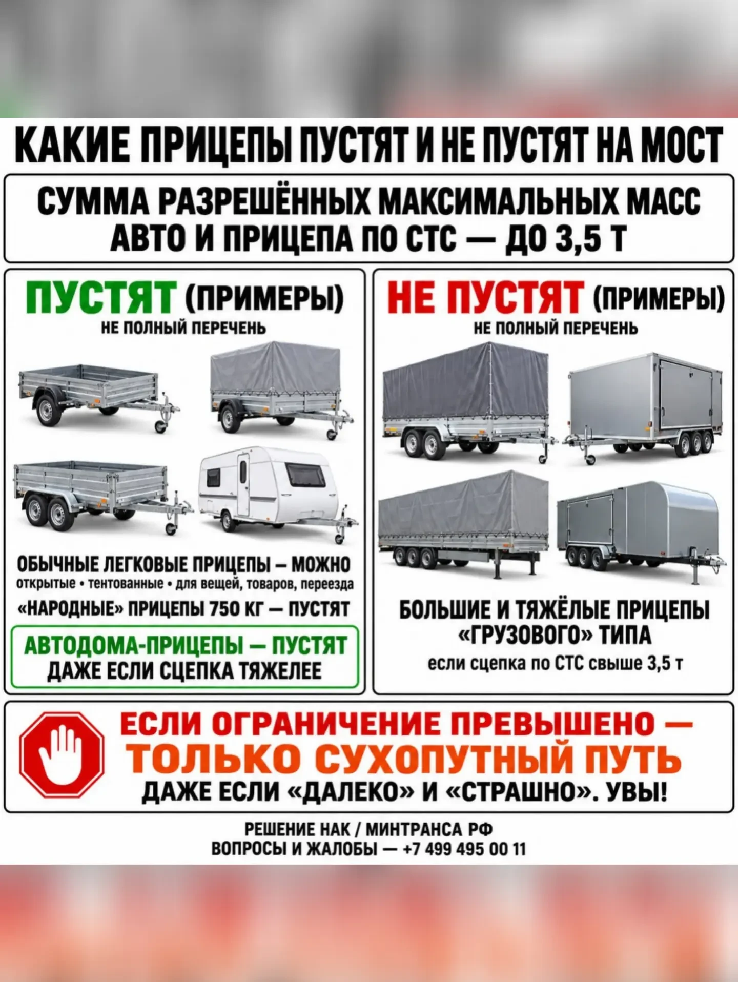 ⚡❗️Ограничения по проезду автомобилей с прицепами ввели на Крымском мосту.