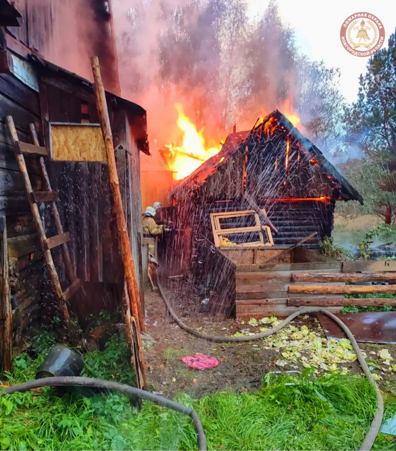 🔥 В Хвойной при пожаре спасены женщина и трое детей