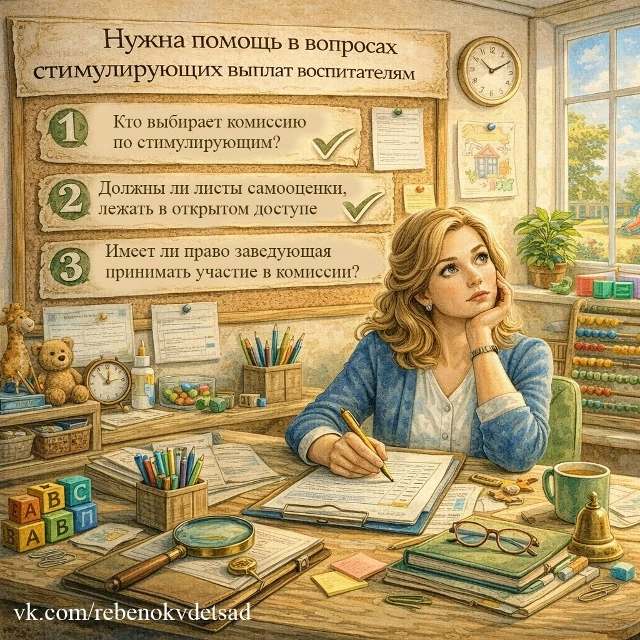 ‼️ Нужна помощь в вопросах стимулирующих выплат воспитателям  1. Кто выбирает комиссию по стимулирую
