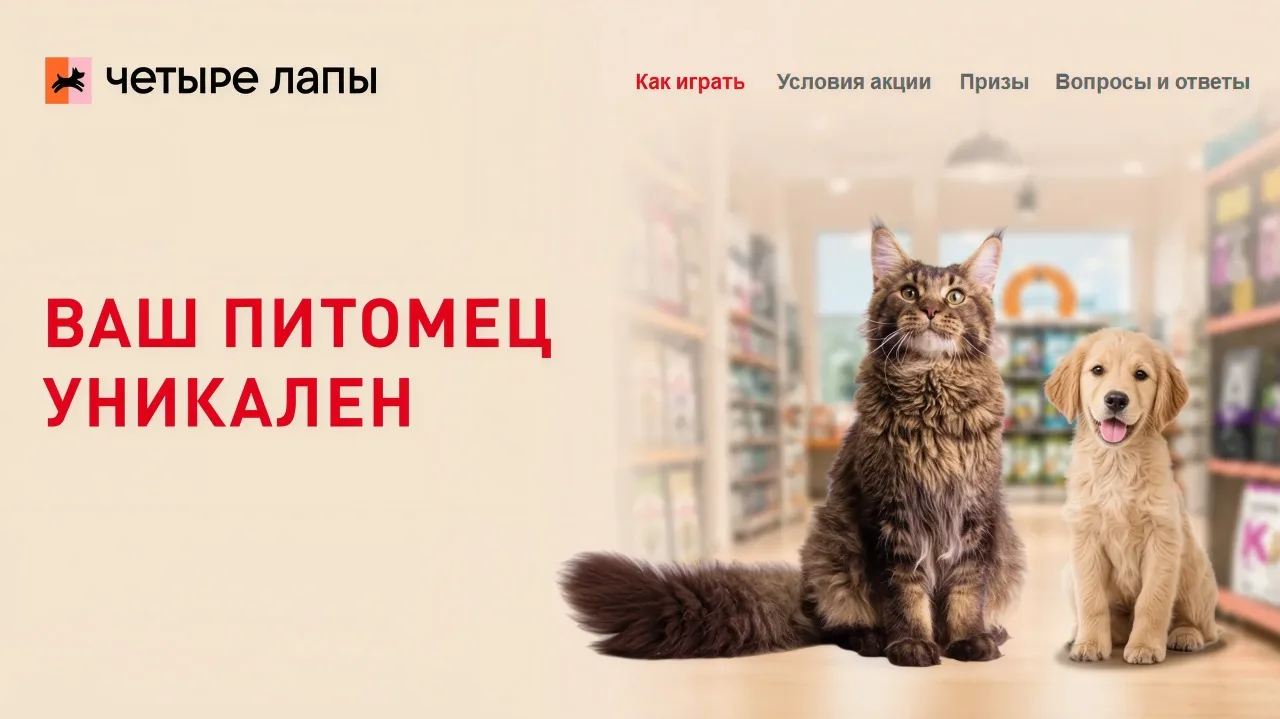📣Акция Четыре лапы, Royal Canin: «Ваш питомец уникален»