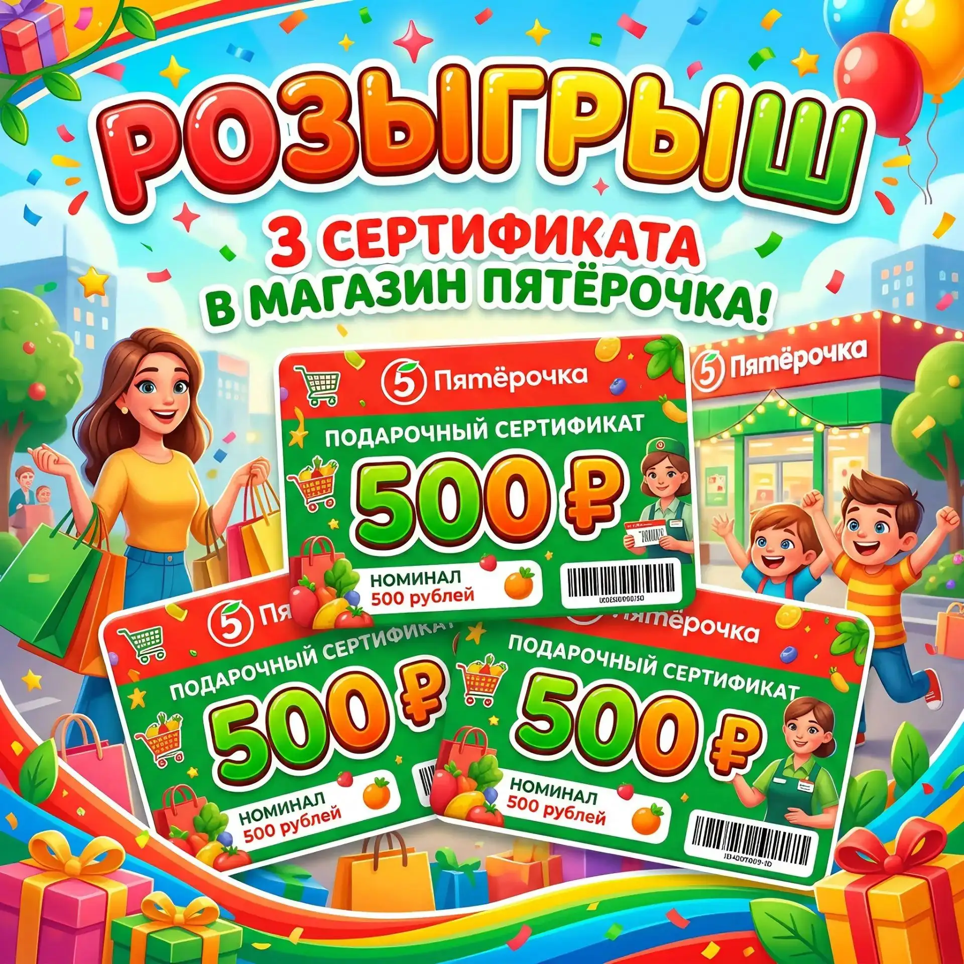 👫 ПРИВОДИТЕ ДРУЗЕЙ И ВЫИГРАЙТЕ ТРИ ЭЛЕКТРОННЫХ СЕРТИФИКАТА💳 В СУПЕРМАРКЕТ