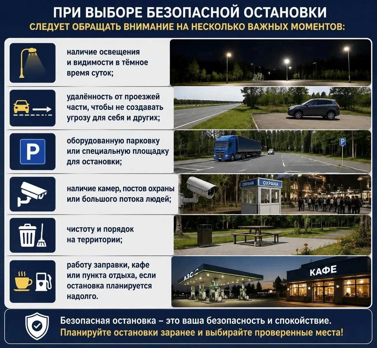 Как выбрать безопасную остановку в дороге