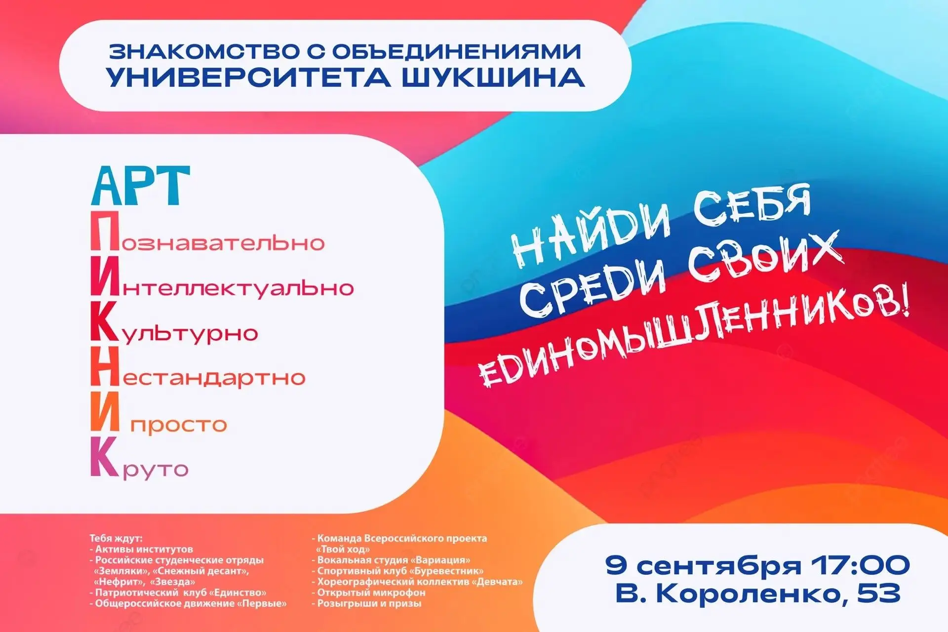 🎨 АРТ-ПИКНИК В УНИВЕРСИТЕТЕ ШУКШИНА — ТВОЙ ВЫХОД НА СЦЕНУ!