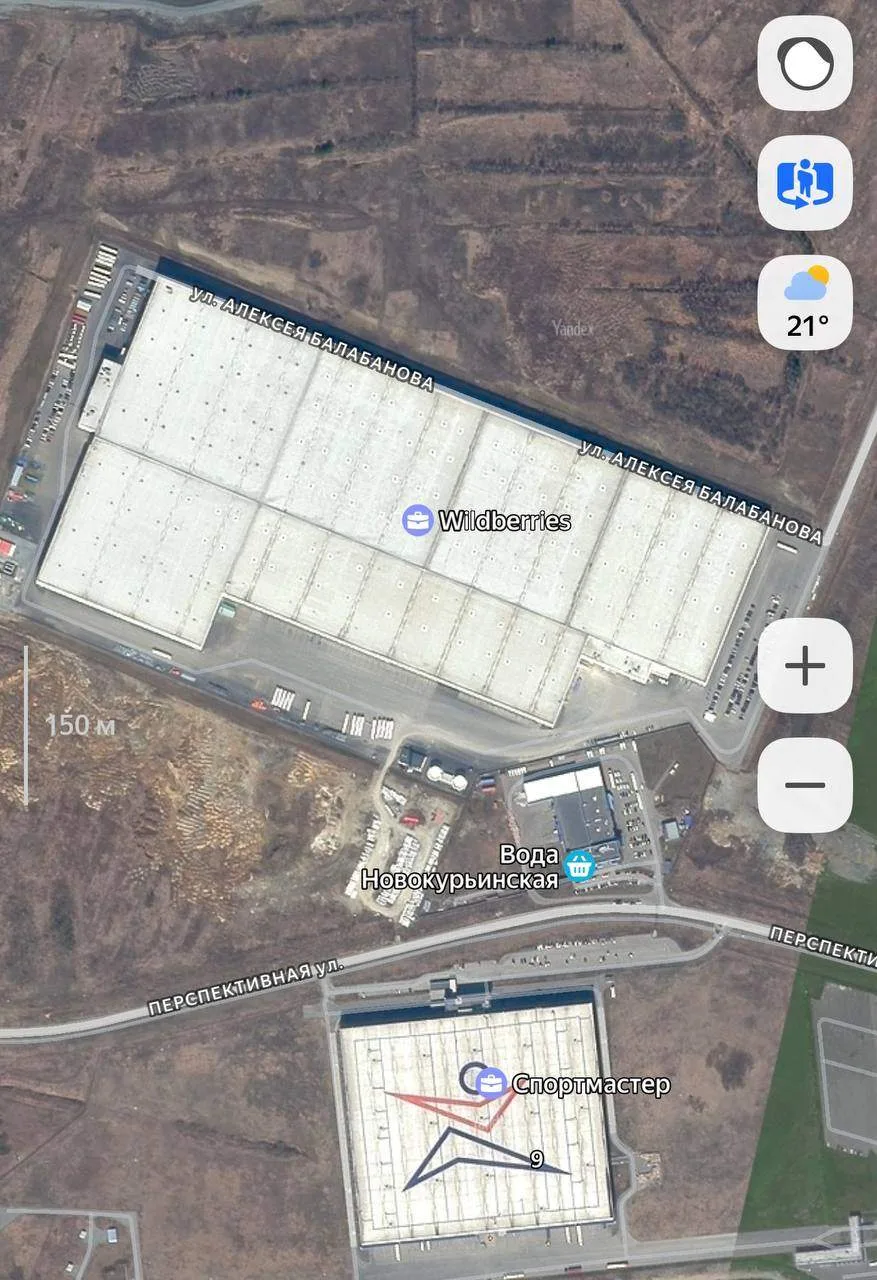 ▪️ Площадь атакованного склада Wildberries в Екатеринбурге – 158 тыс. кв. м. Вместимость составляет 