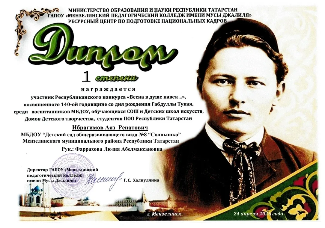 Наши воспитанники Шайхетдинова Лейла, Сираева Дина, Ибрагимов Аяз и Гарфеева Элина  при...