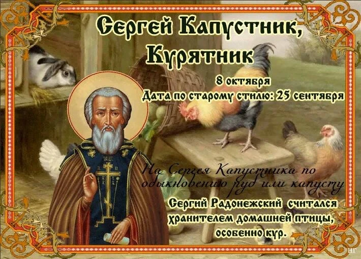 🗓 В народном календаре 8 октября называли днём Сергея Капустника (а ещё Курятника). Кр...