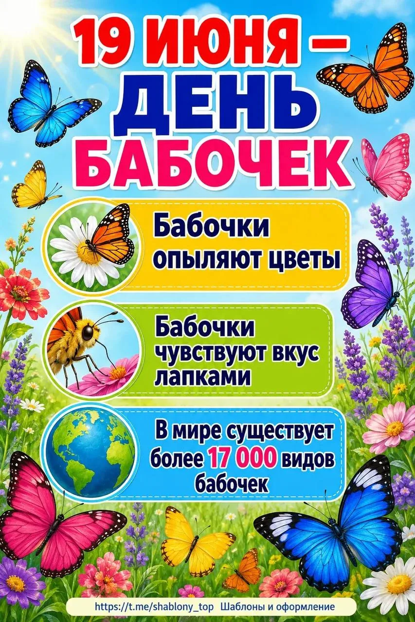 Информационные плакаты «19 июня - День бабочек»
+ раскраски 🦋
Начальная школа. К уроку готовы! 

🙏
